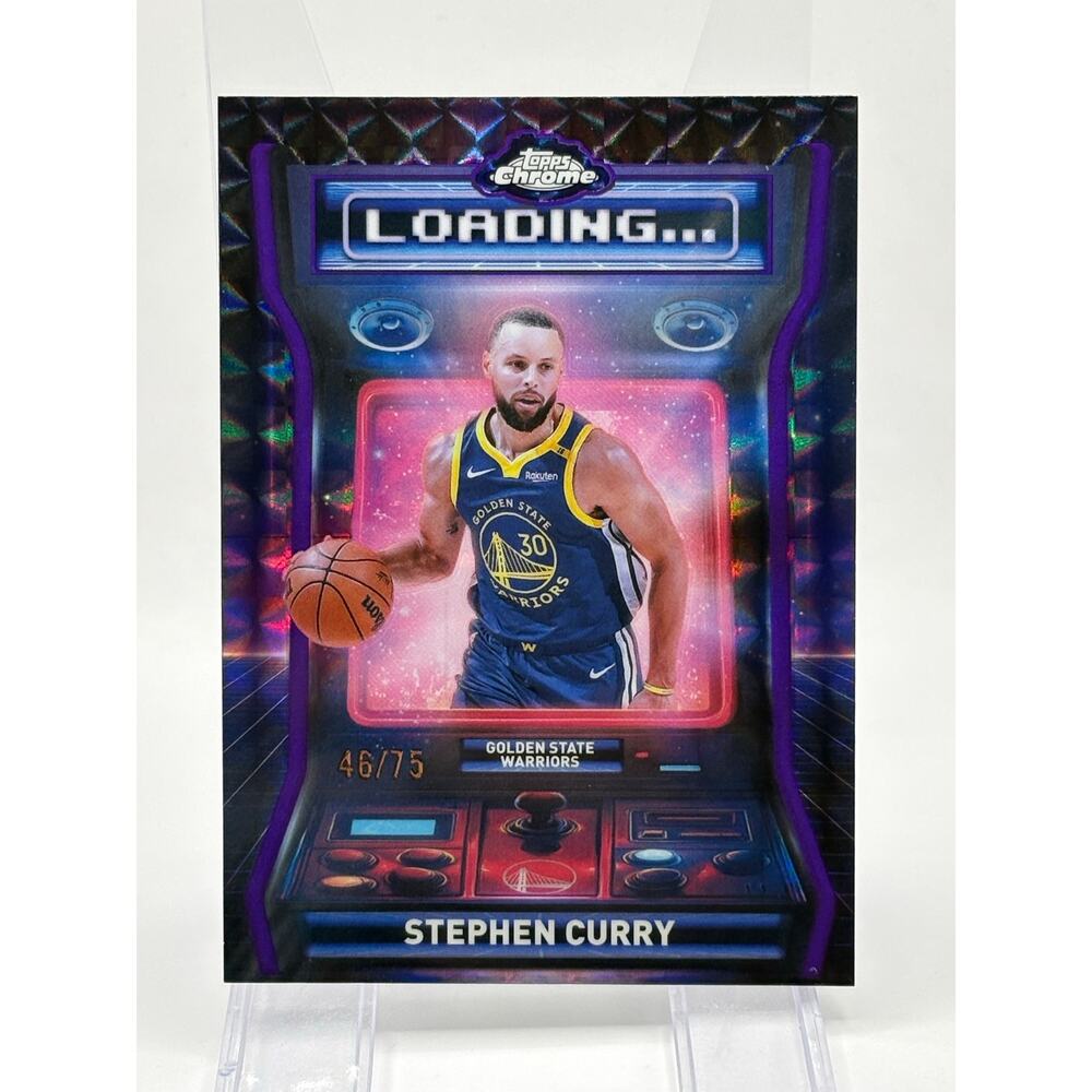 2025-26 Topps Chrome Stephen Curry Loading Purple Geometric Refractor 46/75 SP